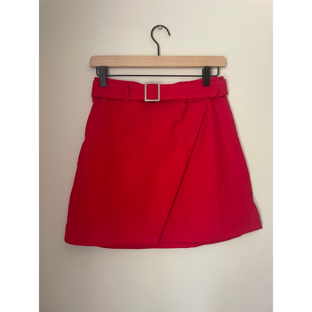 Anthropologie Maeve Red Belted Wrap Mini Skirt-size 2